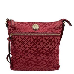 Tommy Hilfiger Red Monogram Canvas Crossbody Bag